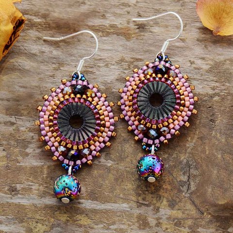 Boucles d'oreilles fantaisie pour femmes, perles de rocaille, pierre de lave, goutte d'eau, cadeaux pour petite amie, bijoux élégants, livraison directe ► Photo 1/3