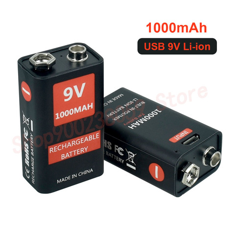 9 V 1000mAh li-ion batterie Rechargeable Micro USB Batteries 9 v lithium pour multimètre Microphone jouet télécommande KTV utilisation ► Photo 1/6