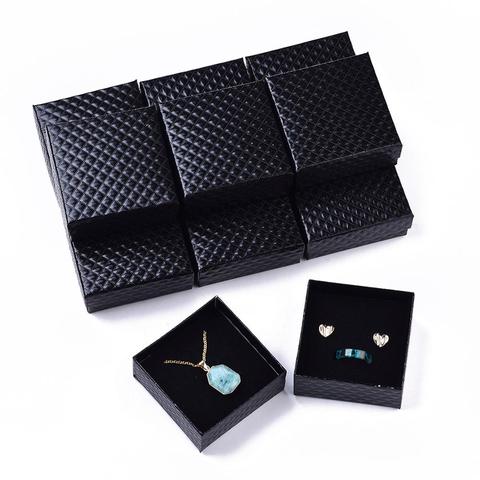 12pc bijoux organisateur stockage boîte-cadeau pendentif collier boucles d'oreilles anneau boîte papier bijoux emballage conteneur avec éponge à l'intérieur ► Photo 1/6