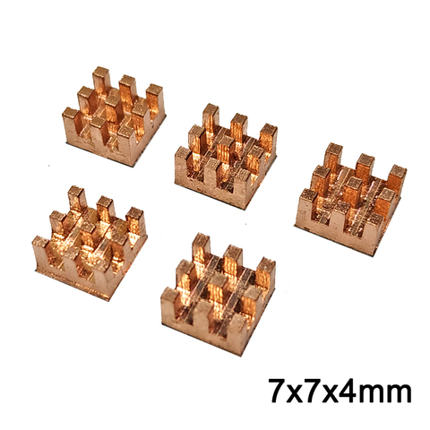 Mini dissipateur thermique en cuivre pur, 5 pièces, mémoire RAM, adhésif, pour VGA DDR MOS GPU IC, dissipateur thermique, 7x7x4mm ► Photo 1/5