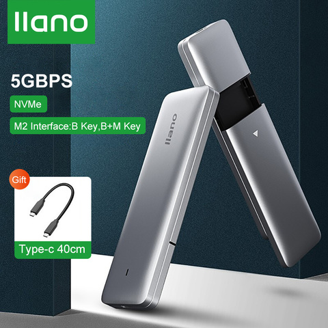 LLANO M2 NVME/boîtier SSD boîtier M.2 à USB 3.0 adaptateur SSD pour NGFF/NVME PCIE B/M/B & M clé disque SSD Type de disque C câble 40/50cm ► Photo 1/6