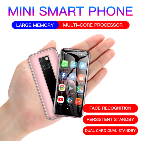 Mini Smartphone 4G ultra-fin pour étudiant, Android 9.0, double Sim, carte pour enfant, compatible Google Play Store ► Photo 1/6