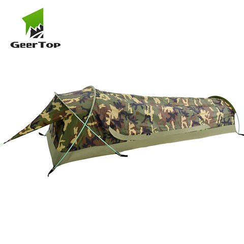 GeerTop BivyII Bivvy tente ultralégère une personne 3 saisons Camping tentes avec moustiquaire imperméable facile à installer pour randonnée touristique ► Photo 1/6