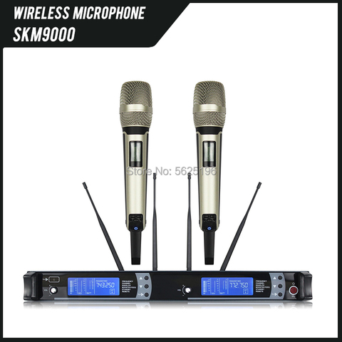 Top qualité SKM9000 2 canaux récepteur double karaoké vraie diversité sans fil microphone SKM 9000 mic pour spectacle de scène en direct ► Photo 1/2