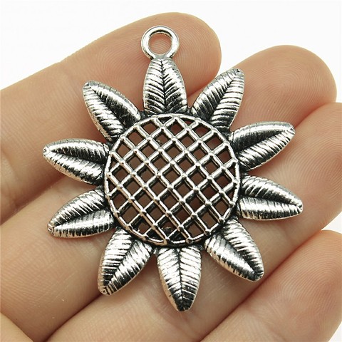 WYSIWYG 2 pièces 49x43mm fleur tournesol breloque pendentifs fabrication de bijoux tournesol fleur pendentifs breloque tournesol ► Photo 1/3