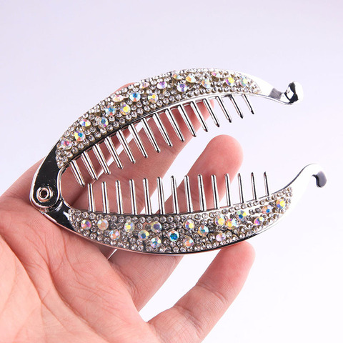 Pinces à cheveux en cristal en forme de poisson, strass, bijoux, Barrettes banane, épingles à cheveux, accessoires pour femmes ► Photo 1/6