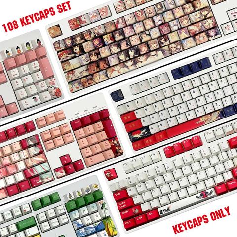 108key OEM profil PBT Ahegao Keycaps Sublimation de colorant échangeable à chaud pour cerise Mx Gateron Kailh commutateur clavier mécanique ► Photo 1/6