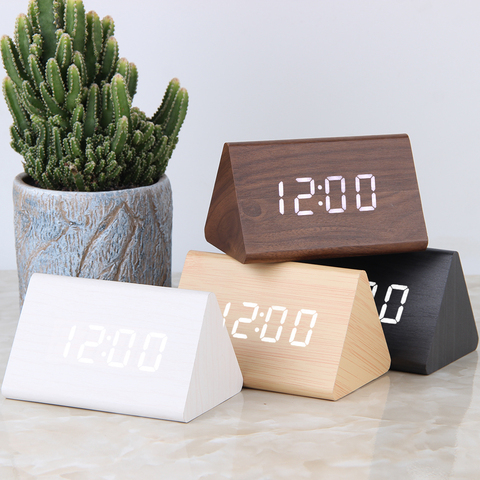 LED Digital Clock Wooden Alarm Clock Table Sound Control Electronic Clocks Desktop USB/AAA Powered Desperadoes Home Table Decor ► Photo 1/1