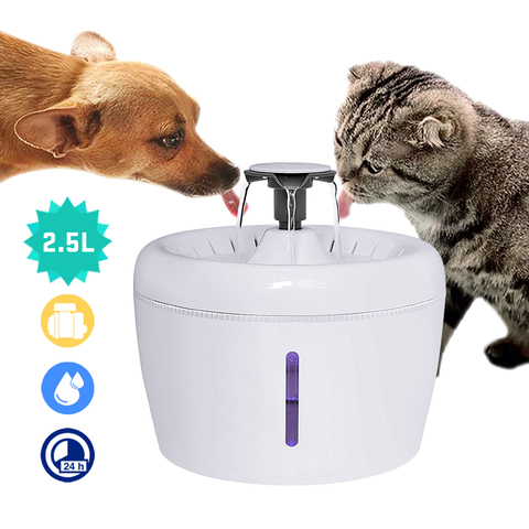 Fontaine à eau automatique pour chats 2,5l | Fontaine à eau automatique pour chats, bol, mangeoire, distributeur d'eau pour animaux domestiques, chiens et chats, muette, fontaine à boire automatique, USB électrique ► Photo 1/6