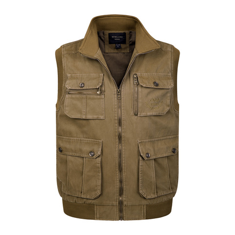 Gilet tactique classique sans manches pour Homme, grande taille XL-4XL ajustée, veste tactique classique 100% coton ► Photo 1/6