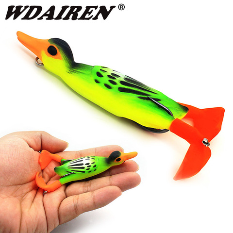 Leurre en Silicone souple à Double hélice pour la pêche en surface, appât artificiel idéal pour l'alose ou le canard, avec deux pattes de grenouille, wobbler, 95mm, 12g, 1 unité ► Photo 1/5