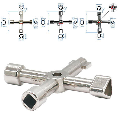 Clé multifonctionnelle triangulaire à 4 voies, pour compteur de gaz, armoire à purge, clé pour plombier triangulaire ► Photo 1/6