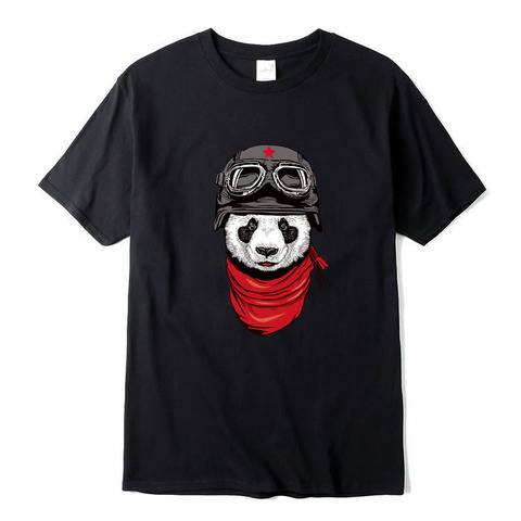 XINYI T-shirt pour hommes, 100% coton, de haute qualité, avec panda humoristique, ample, cool, modèle 2022 ► Photo 1/6