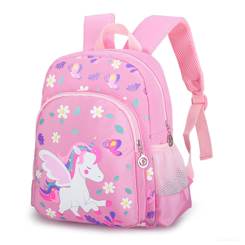 Sac à dos d'école primaire pour filles, joli sac à dos à Double épaule avec motif de licorne et fleurs, livraison directe ► Photo 1/5