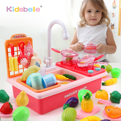 Enfants cuisine jouets Simulation électrique lave-vaisselle jouets éducatifs Mini cuisine nourriture semblant jouer coupe jeu de rôle filles jouets ► Photo 1/6