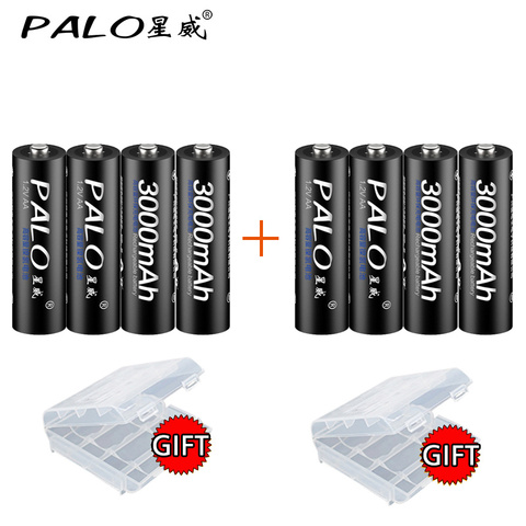 8 pcs D'origine PALO 1.2 v AA Batterie Rechargeable Batteries 3000 mah 2A Baterias Ni-mh Rechargeable Batterie Pour lampe de Poche ► Photo 1/6