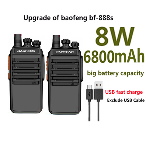 2022 baofeng mise à niveau 2PC bf-888s 8W usb chargeur rapide mini talkie-walkie casque UHF west Ham station de Radio radio CB Radio ► Photo 1/6