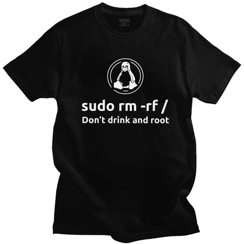 T-Shirt à manches courtes pour hommes, 100% coton, avec programmeur, codeur de programmation, racine Linux, Sudo Fun, cadeau ► Photo 1/6