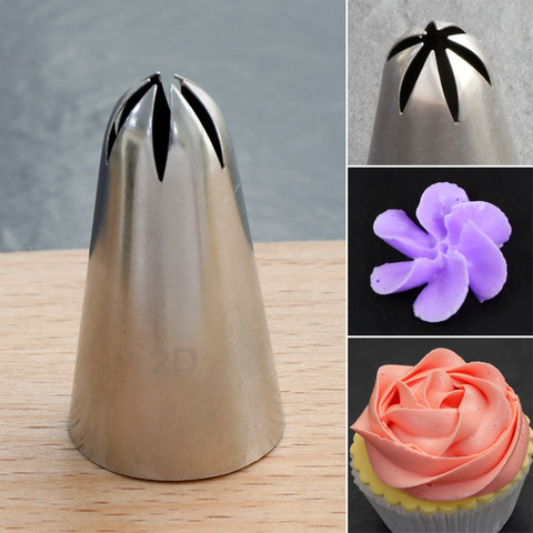 Buse de tuyauterie de crème de fleur de Rose # 2D, grande taille de Cupcake en acier inoxydable, outils de pâtisserie de décoration de cuisson ► Photo 1/6