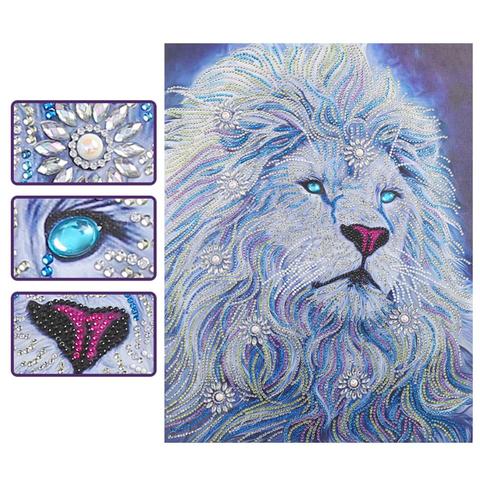 5D bricolage spécial en forme de diamant peinture Lion point de croix broderie Kits mosaïque diamant peinture maison décoration murale ► Photo 1/6