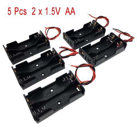 5 pièces 2x1.5 V AA support de batterie boîte noir w fils fils ► Photo 1/5