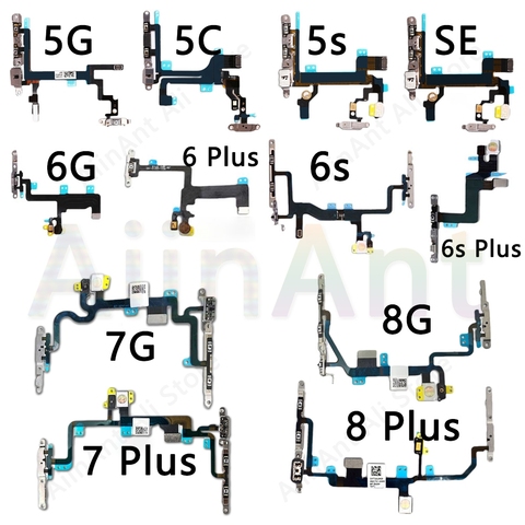 AiinAnt D'origine Muet et Volume Boutons D'alimentation Interrupteur à clé Flex Câble Pour iPhone 5s SE 5 6 6s 7 8 Plus Power Flex Pièces de Réparation ► Photo 1/6