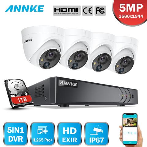 ANNKE-système de caméra de sécurité, 8CH 5MP Lite 5 en 1 h265 + DVR avec 4 pièces 5MP PIR HD EXIR dôme IP67 ► Photo 1/6