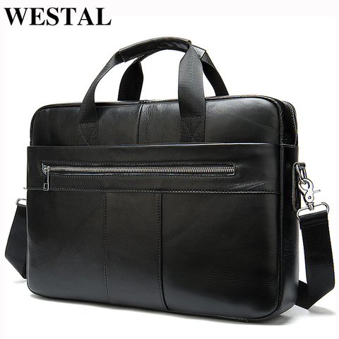 WESTAL – porte-documents en cuir véritable pour hommes, porte-documents pour ordinateur portable ou portable, porte-documents A4, portefeuille fourre-tout, 8523 ► Photo 1/6