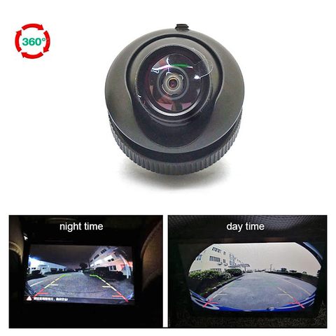180 degrés Super grand Angle Fisheye caméra voiture avant et côté et vue arrière caméra HD Vision nocturne 360 rotation caméra de stationnement ► Photo 1/6