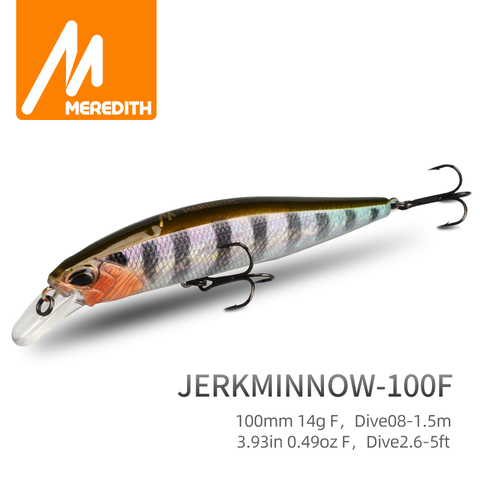 MEREDITH appât dur leurres de pêche 24 couleur pour choisir vairon Wobbler qualité professionnel JARKMINNOW 100F 14g Depth0.8-1.5m ► Photo 1/6