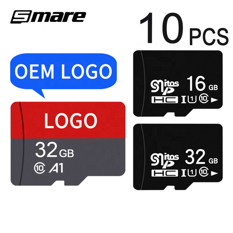 Logo personnalisé en gros capacité réelle carte mémoire 10 pièces 32GB 16GB 8GB 64GB 128GB 256GB Micro carte SD Class10 U1 U3 SD Original Mem ► Photo 1/6