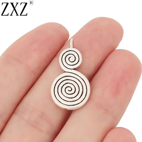 Breloques tibétaines en argent Double spirale, 10 pièces, perles pour collier, Bracelet, boucle d'oreille, accessoires de fabrication de bijoux ► Photo 1/2