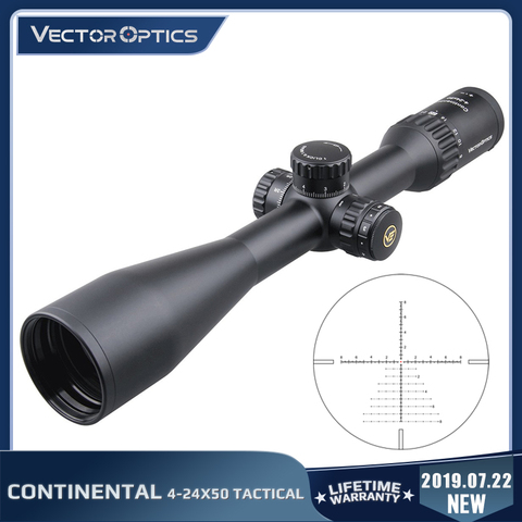 Vecteur optique Continental 4-24x50 lunette de visée tactique portée de fusil 90% lumière 1/10 MIL pour la chasse et le tir à longue portée de cible ► Photo 1/6