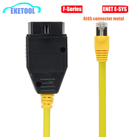 Câble de données ENET pour Ethernet BMW à Interface OBD2 16Pin connecteur métallique RJ45 ESYS 3.23.4 V50.3 E-SYS de données ICOM codage f-serie ► Photo 1/6