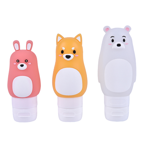 Animal Portable dessin animé ours pingouin Silicone étui de voyage organisateur shampooing Gel douche Lotion stockage mode bouteille rechargeable ► Photo 1/6