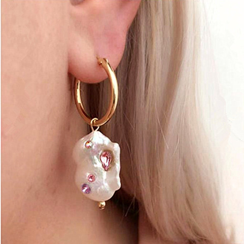 Boucles d'oreilles style Boho pour femmes, avec perles d'eau douce naturelle, grandes perles, en matériau, bijoux baroques AB, nouvelle collection 2022, 2022 ► Photo 1/6