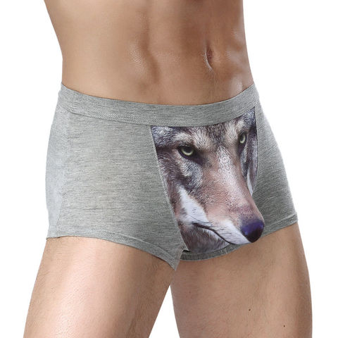 Loup drôle sous-vêtements hommes coton respirant Boxer Shorts homme marque U poche Scrotum sous-vêtements dessin animé Cueca Masculina caleçons ► Photo 1/6