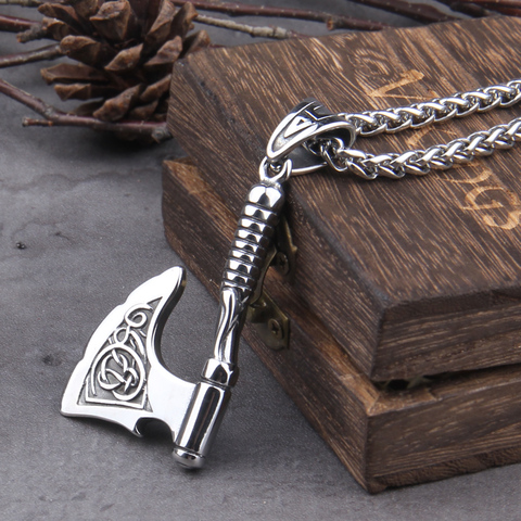 Collier Viking d'ouvreur de bouteille de clé de hache de viking d'acier inoxydable avec la boîte en bois comme cadeau ► Photo 1/6