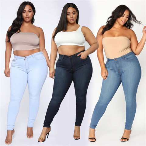 Grande taille jean XL-5XL femmes taille haute maigre denim jean décontracté haute stretch crayon pantalon livraison directe 2022 nouveauté ► Photo 1/6