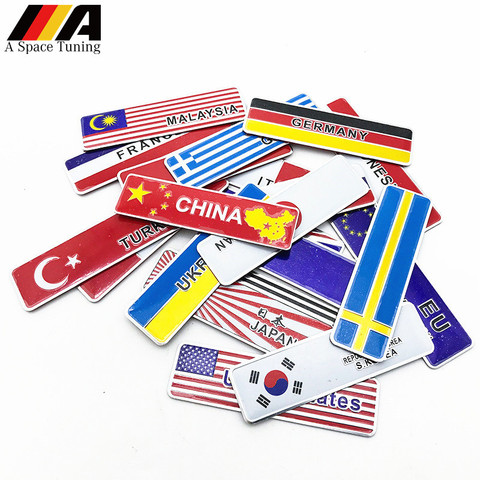 Voiture style aluminium états-unis allemagne Ukraine suède italie russie royaume-uni drapeaux nationaux emblème Badge autocollant pour Toyota Honda BMW Audi VW ► Photo 1/6