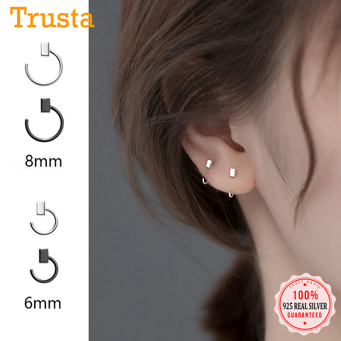 Trustdavies – boucles d'oreilles en argent Sterling 925 véritable, Mini breloques carrées pour femmes, bijoux fins pour fête de mariage, DA2022 ► Photo 1/6