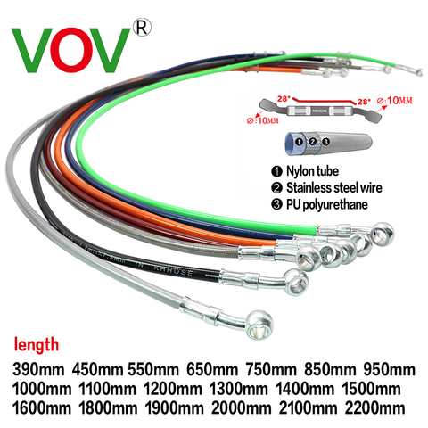 Moto métal tuyaux tuyau de frein vélo tressé tuyau de frein ligne acier hydraulique gaz câble pour moto freins lignes câble atv ► Photo 1/6