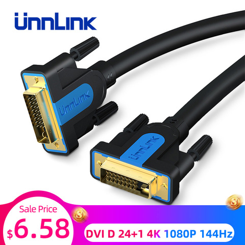 Unnlink – câble DVI d24 + 1 4K à double liaison, 1080P, 144Hz, 1.5M, 3M, 5M, 8M, 15M, pour carte graphique, moniteur PC, projecteur ► Photo 1/6