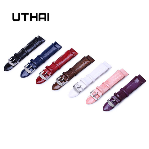 UTHAI-bracelets en cuir véritable pour femmes, Z10, accessoires de montre, haute qualité, motif lézard, 12-22mm, bracelet de montre ► Photo 1/5