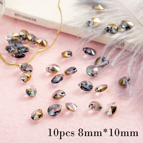16 pièces de perles en cristal multicolores de 8mm x 10mm, de haute qualité, breloque en forme d'œuf, perle d'espacement ample pour la fabrication de bijoux à faire soi-même ► Photo 1/5