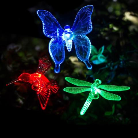 Lampe solaire étanche d'extérieur, décoration pour jardin, papillon, oiseau, libellule, chemin moderne, RGB lampe de jardin solaire LED, décoration pour pelouse ► Photo 1/6