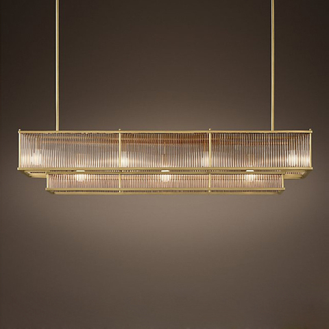 Plafonnier LED suspendu au design rétro américain E14, éclairage d'intérieur rond et linéaire en cuivre doré, idéal pour un Foyer ou une salle à manger ► Photo 1/6