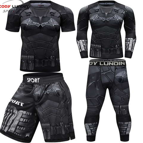 BJJ t-shirt et short anti-éruption MMA BJJ, maillot de boxe, vêtements de Compression pour hommes, Muay Thai MMA, ensembles de Sport ► Photo 1/6