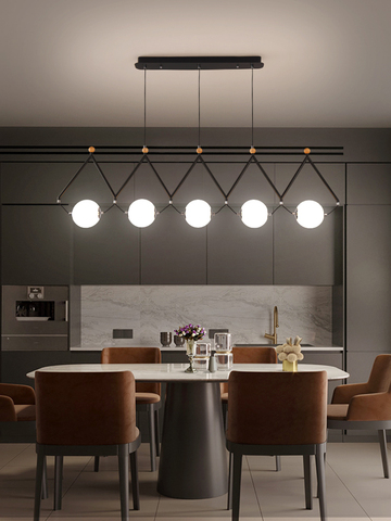 Noir ou Or LED lustre salle à manger café moderne longue suspension lampe créative Restaurant Bar multi-tête suspension ► Photo 1/5
