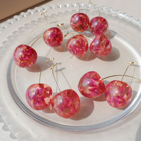 1 paire 2022 été mignon fruits boucles d'oreilles japon Chic cerise sec fleur longue pendaison boucle d'oreille fête bijoux cadeaux ► Photo 1/6